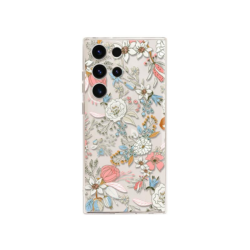 Applicable to Samsung S25ultra Apple iphone17 ins retro small floral mobile phone case painted protective case