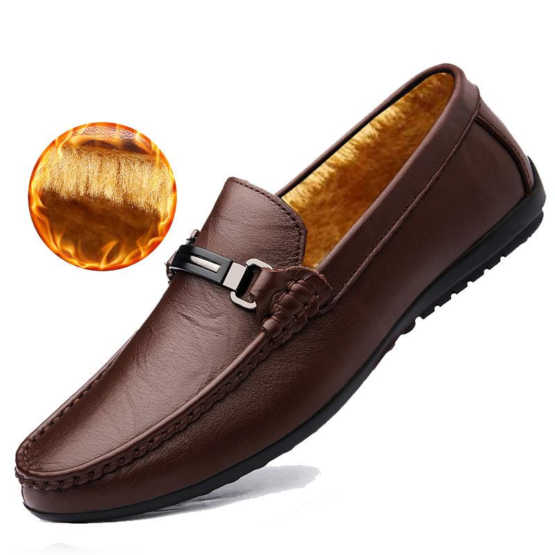 Men's Shoes New Large Size 46 One Pedal 45 Punching Hollow Leather Doudou Shoes Men's Soft Bottom Hole Casual Leather Shoes