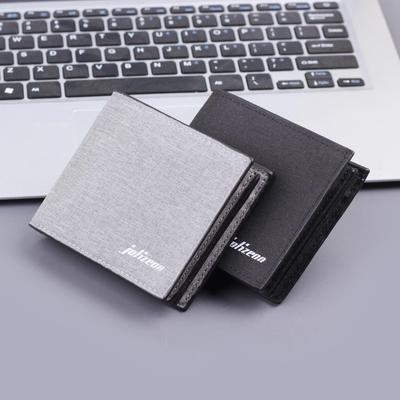 Men's Large Capacity Canvas & Leather Short Wallet