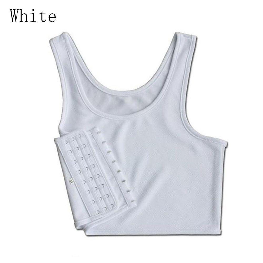 

Flat Chest Shaper Tank Tops Lesbian Tomboy Corset Vest Breast Trans Lesbian XL білий