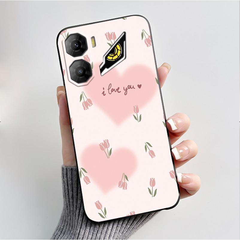Custodia per Stampa per ZTE Nubia Neo 3 5G Fundas Capa Guscio Nero in Silicone Morbido Copertura ZTE Nubia Neo 3 GT Carina Custodia con Fiore e Cartone Animato
