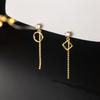 Fashion Jewelry 925 Sterling Silver Geometric Asymmetric Stud Earrings for Women Long Chain Tassel Earring Piercing Jewelry