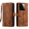 For Xiaomi 15 Case PU Leather Phone Cover with Zipper Wallet 9 Card Slots
