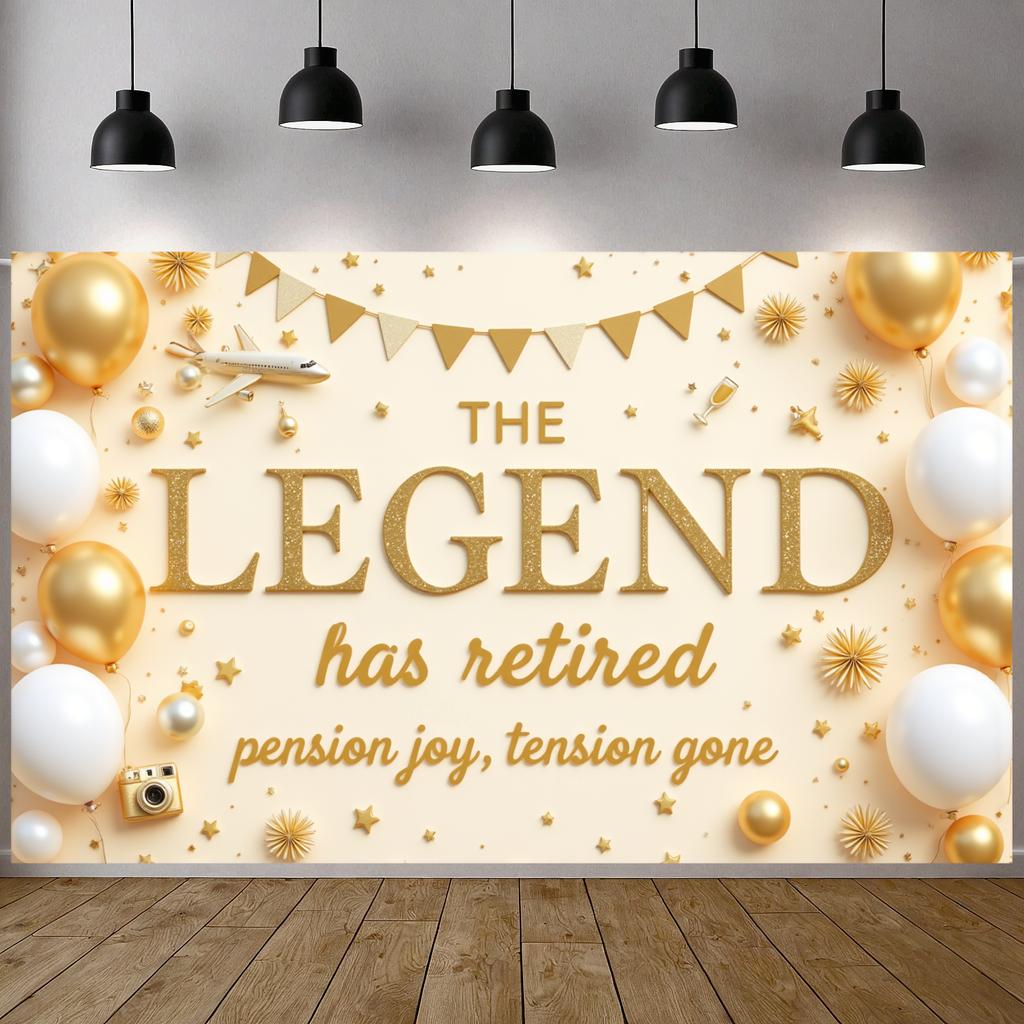 Farewell Banner Confetti Design Retirement Banner Retired Legend Display Balloon Garland Pension Event Background For Retirement