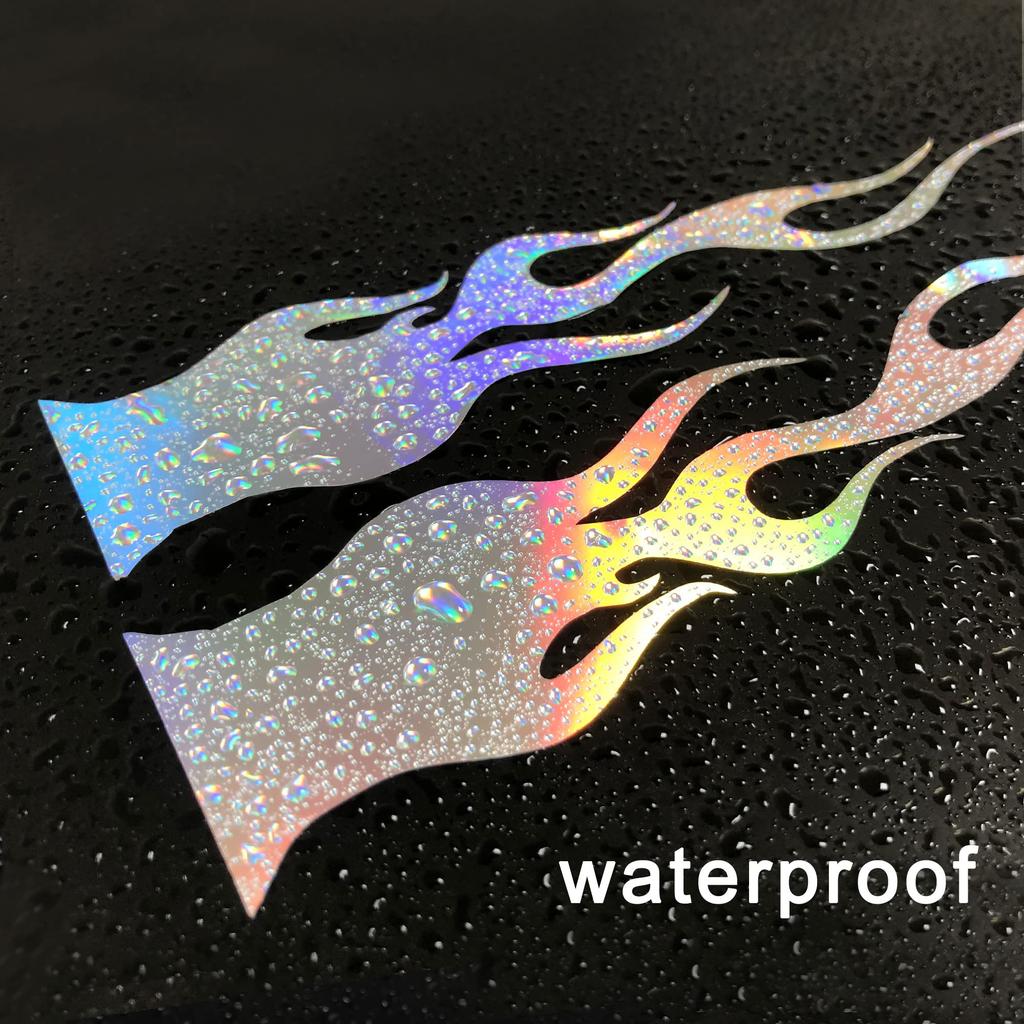 TOMALL 4 Pieces 15cm Flame Reflective Sticker Car Vinyl Racing