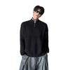 Niche fake two-piece contrasting color double-layer turtleneck sweater men's autumn popular style simple casual knitted sweater top