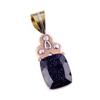Natural Blue Sunstone 925 Solid Sterling Silver Gift TwoTone Pendant 1.75" q1Y45