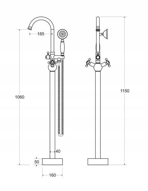 Besco RETRO I Gold Floor-standing Bathtub Faucet