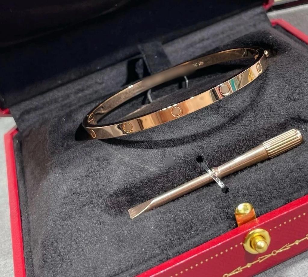 V Gold CNC High Version Love Bracelet Narrow Medium Wide Version New Women's Thick Plated 18K Rose Gold Couple Bracelet