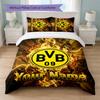 Borussia Dortmund Benutzerdefinierter Name Text Bettwäsche-Set 1 Bettbezug+2 Kissenbezüge Fußball-Logo Personalisierte Geschenkidee für besonderen Anlass Schlafzimmerdekoration