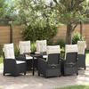 VidaXL 7-Piece Garden Dining Set with Cushions Black Poly Rattan 3380369