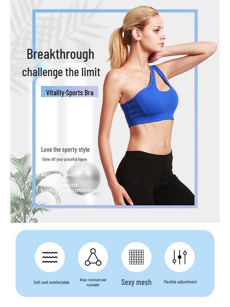 Nová nárazuvzdorná sportovní podprsenka přes jedno rameno – Běh a fitness Design krásných zad