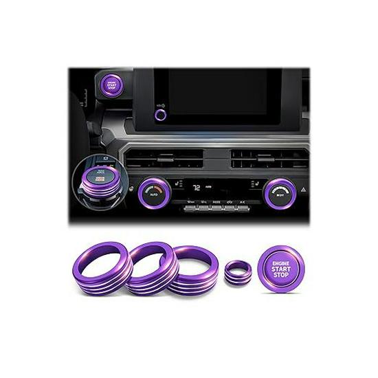 Decorative Ring Set for Toyota Tacoma ’24-'25: Fits Air Conditioning and Volume Knobs