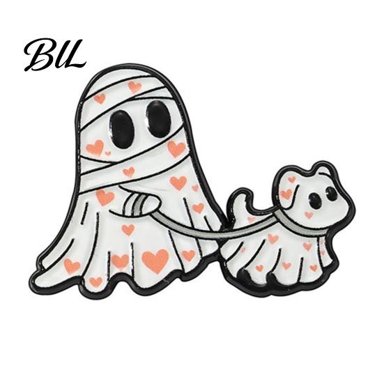 Cartoon Lapel Pins Halloween Ghost Enamel Brooch, Spooky Metal Pin, Pin Sweater Cardigan Coat Suit Scarf Decor, Men Women Clothing Accessories Costume
