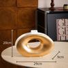 Creative White Gold Ceramic Vase Minimalist Round Flower Pots Desk Decoration Flowers Arrangement Vases Room Aesthetic Decor