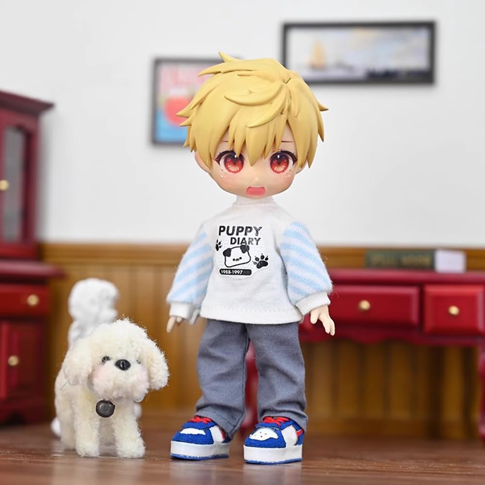 Obitsu 11 OB11 Size Costume for Obitsu Doll 11cm Body Cute Dog Clothes Set Vest Sweatshirt 4 Pieces "PUPPY DIARY"