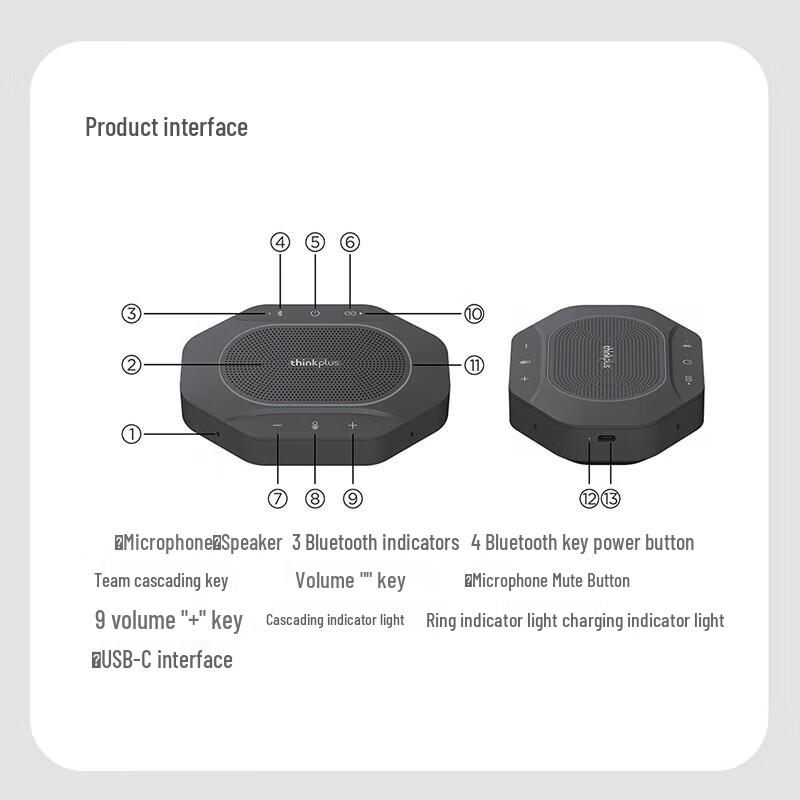 Lenovo MK-MC600 Kablosuz Her Yöne Yönlü Konferans Mikrofonu (CN versiyonu)