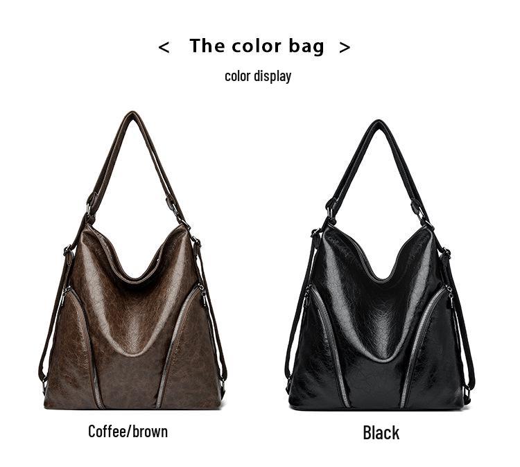 Women's Large Capacity Soft Leather Backpack & Crossbody Handbag - Korean Style