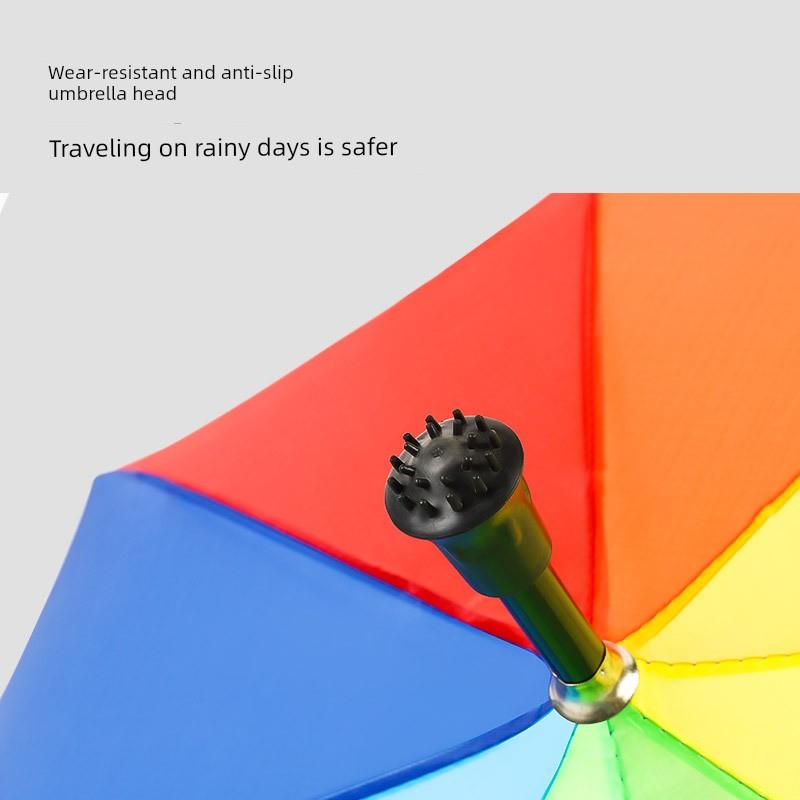 Classic Long-Handled Sun Protection Cane Umbrella, Solid Color, Multifunctional, Windproof, Sunshade Umbrella for the Elderly, Hiking Umbrella