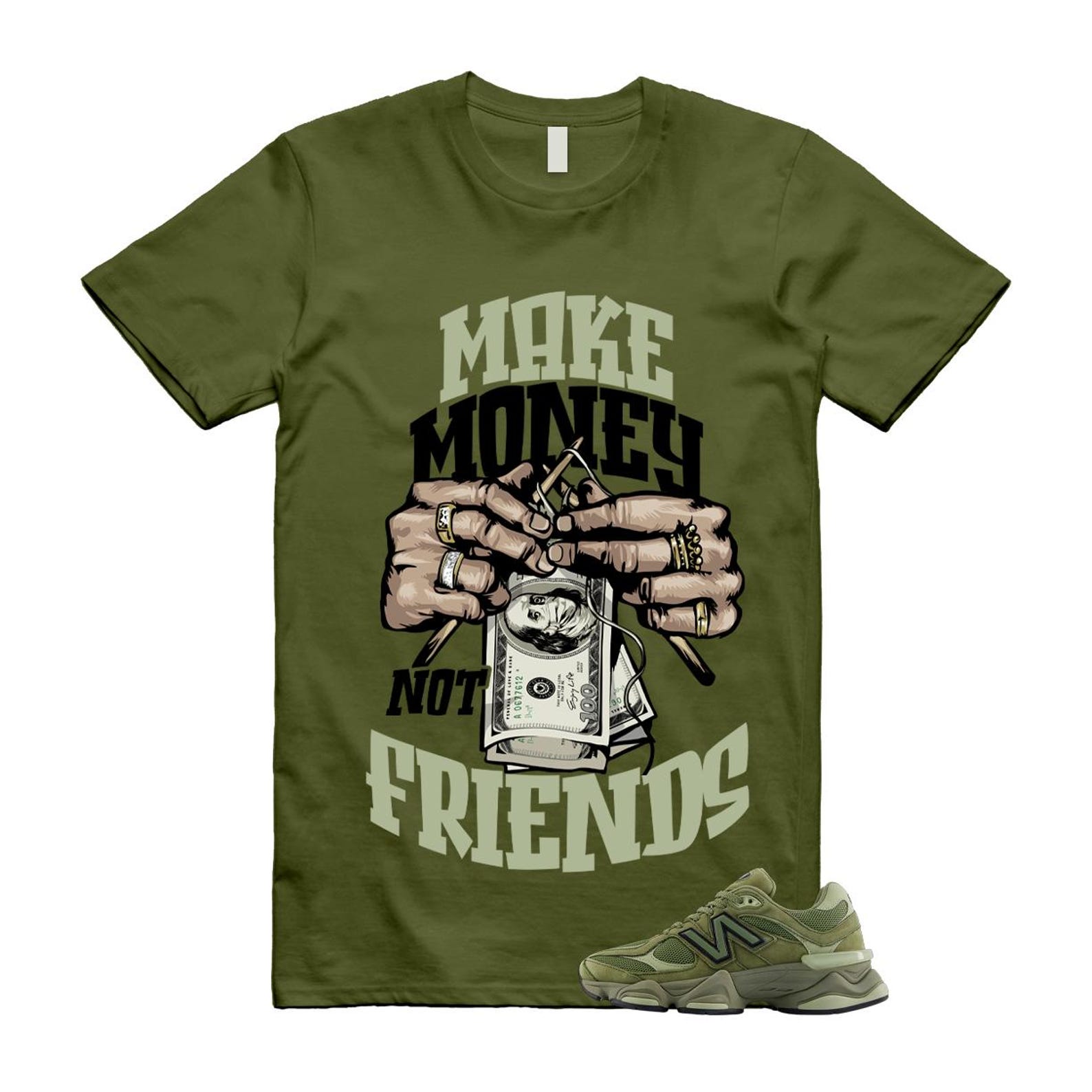 9060 Dark Olivine Green Black Olive T Shirt Match MM M