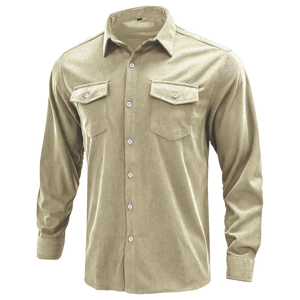 Чоловіча вельветова сорочка з довгим рукавом і ребрами, робоча