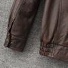 Vintage Red Brown Men Leather Jacket Oversized Style Black Genuine Cow Loose Man Bomber Coat Plus Size