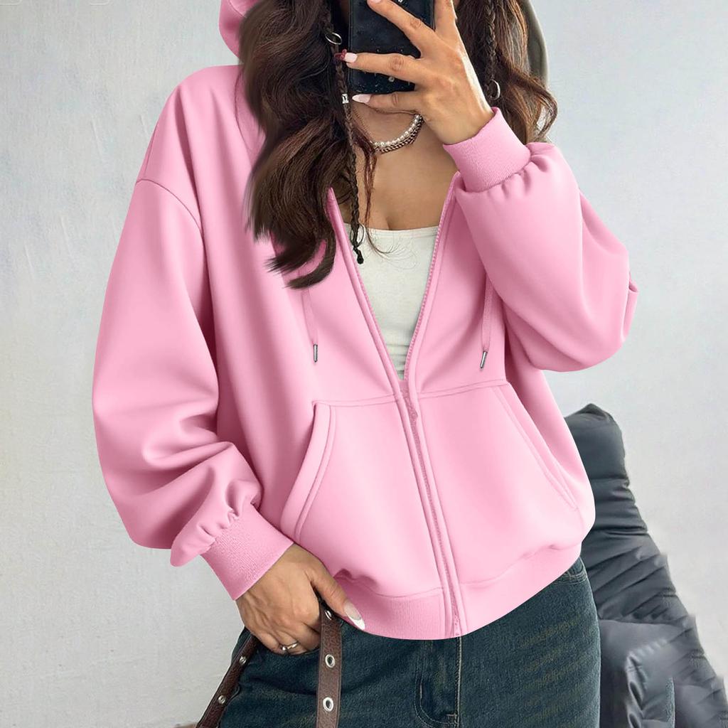Women's Off Shoulder Zipper Hoodie Sweatshirt  Fashion Clothing Casual Jacket