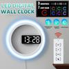 Meigar 3D Wall Clock LED Digital Table Clock Alarm Mirror Hollow Wall Clock Modern Design Nightlight Home Living Room