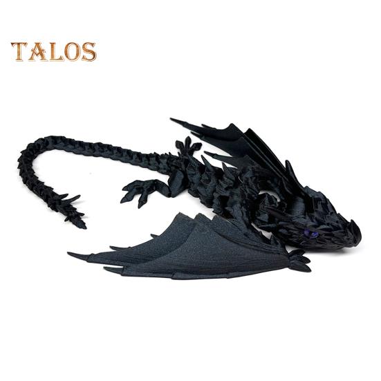 

3D-печатный крылатый дракон, гибкий шарнирный дракон с крыльями, игрушка-дракон для домашнего офиса, декор для стола, снятие стресса чёрный