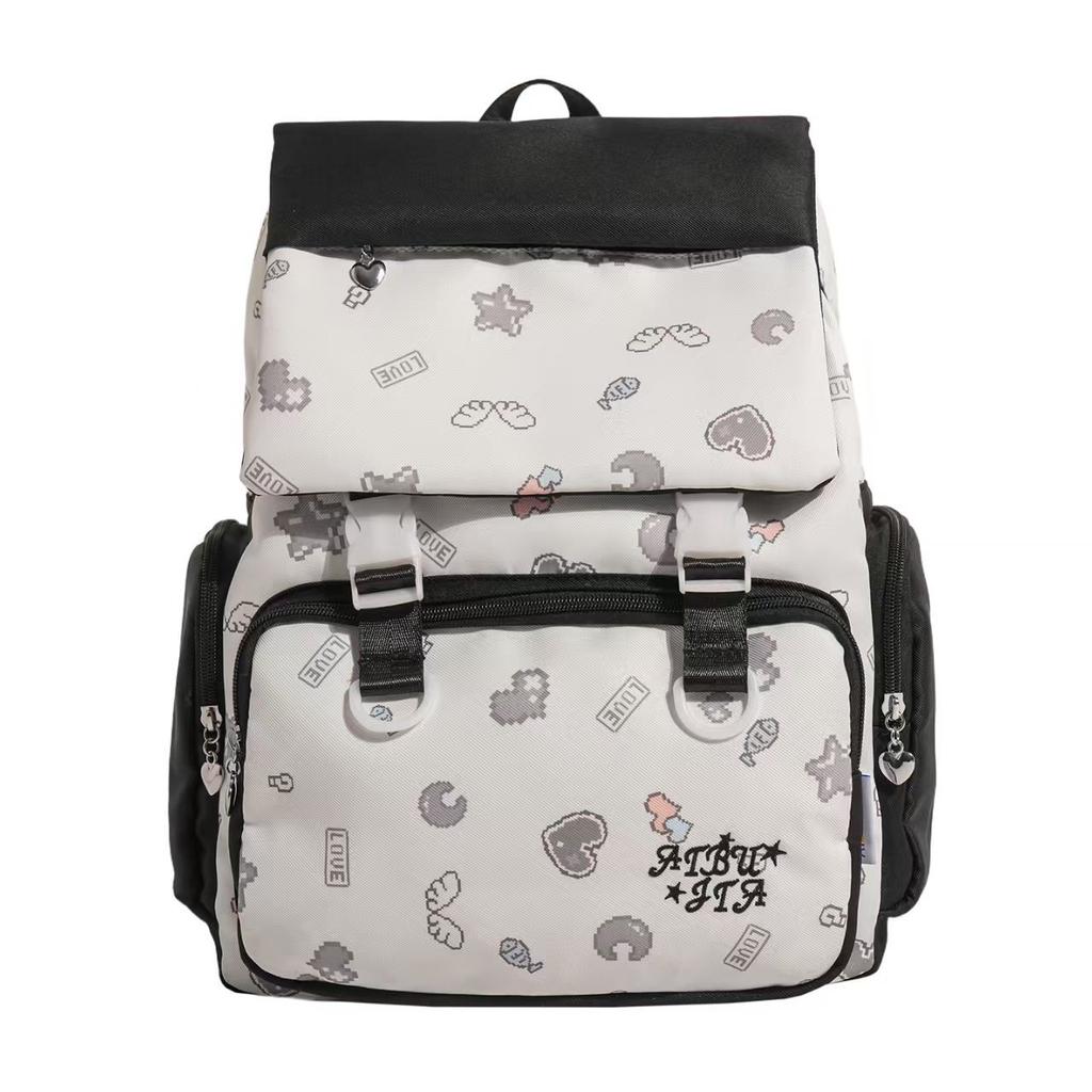 Schoolbag new Korean version fashion double backpack junior high school college style schoolbag cute casual ins niche travel backpack