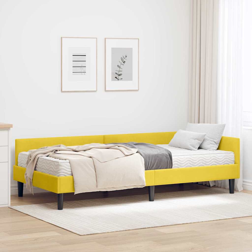 Corner Bed Frame with Mattress Miscellaneous 2 Pcs Yellow Velvet