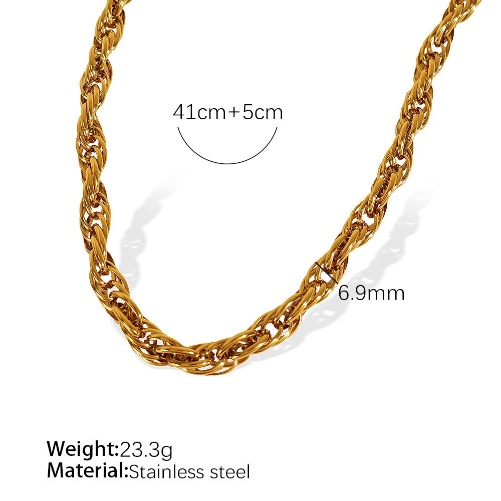 Coarse Twist Simple Butterfly Necklace Female Trendy Hip-Hop Water Waveform Bracelet Temperament Cold Titanium Steel Gold-Plated Collarbone Chain