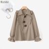 ZANZEA Camicetta Classica da Donna Casual con Collo a Revers, Manica Lunga Larga