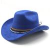 New Ethnic Style Decorative Suede Jazz Top Hat with Big Brim Suede One-word Top Men's and Women's Denim Hat Felt Hat