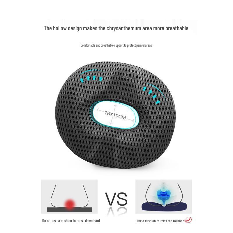 Thick Memory Foam Hemorrhoid Cushion | Breathable Coccyx Relief Pad | Office Chair Massage Support