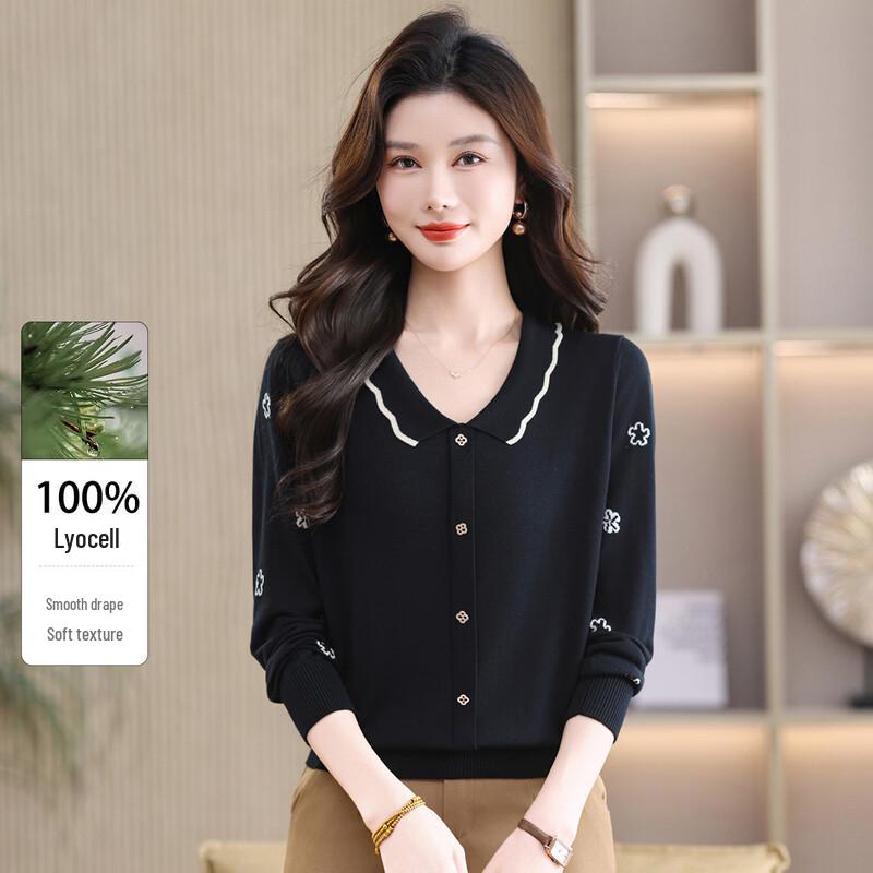 SNOWFLYING Women s Elegant Lyocell Knit Polo Shirt M
