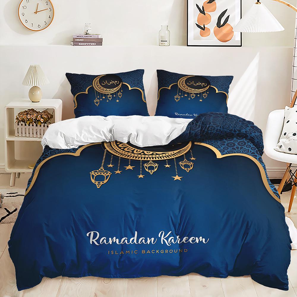 Stars and Moon Duvet Cover Twin King Muslim Ramadan Festival Bedding Set Microfiber Lamp Comforter Cover for Teen Adult Decor
