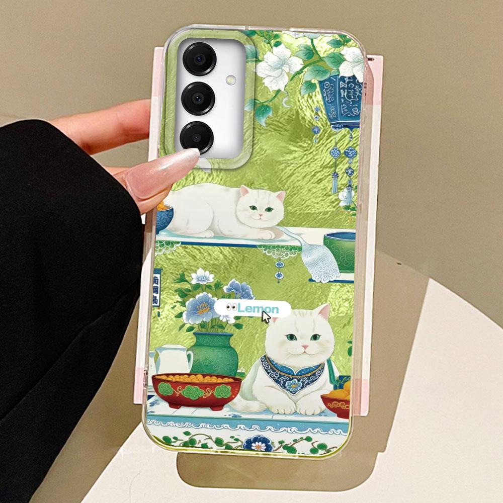 

Cute Cat Flower Women Phone Case for Samsung Galaxy A55 A07 A17 A56 A36 A26 A16 A53 A06 A14 A24 A34 A54 A15 A25 A35 A12 Cover Samsung Galaxy A16 білий