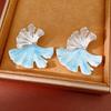 Leaf Fan Shaped Ginkgo Earrings Oil Drip Earrings Jewelry Fashion Ginkgo Ear Pendant  Festival