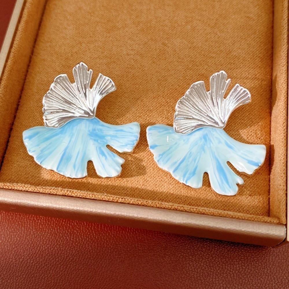 Leaf Fan Shaped Ginkgo Earrings Oil Drip Earrings Jewelry Fashion Ginkgo Ear Pendant Festival