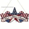 Patriotic Wooden Star Door Ornament - "God Bless America" Independence Day Decoration