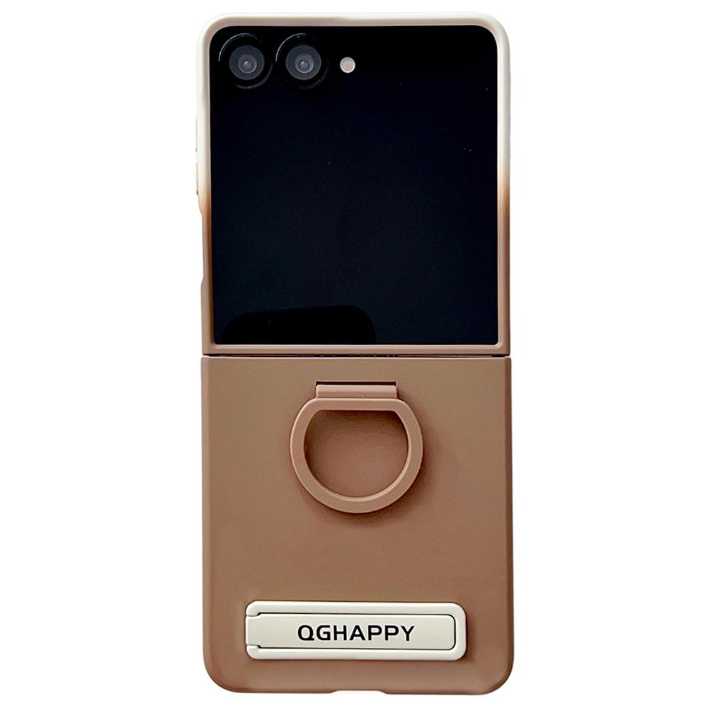 For Samsung Galaxy Z Flip7 5G Case Skin Touch Kickstand PC TPU Phone Cover with Ring Holder