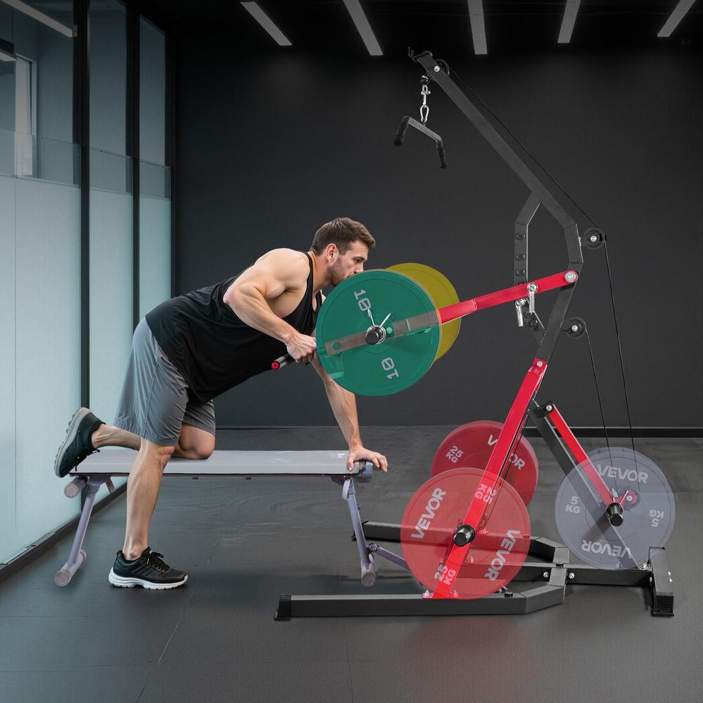 Heimtrainergeräte, Hebelkraft-Fitnessstudio mit 2:1 Verhältnis LAT Low Row System, Krafttrainingsmaschine für Kniebeugen, Kreuzheben, Bankdrücken, Bizepscurls, Heim-Fitnessstudio