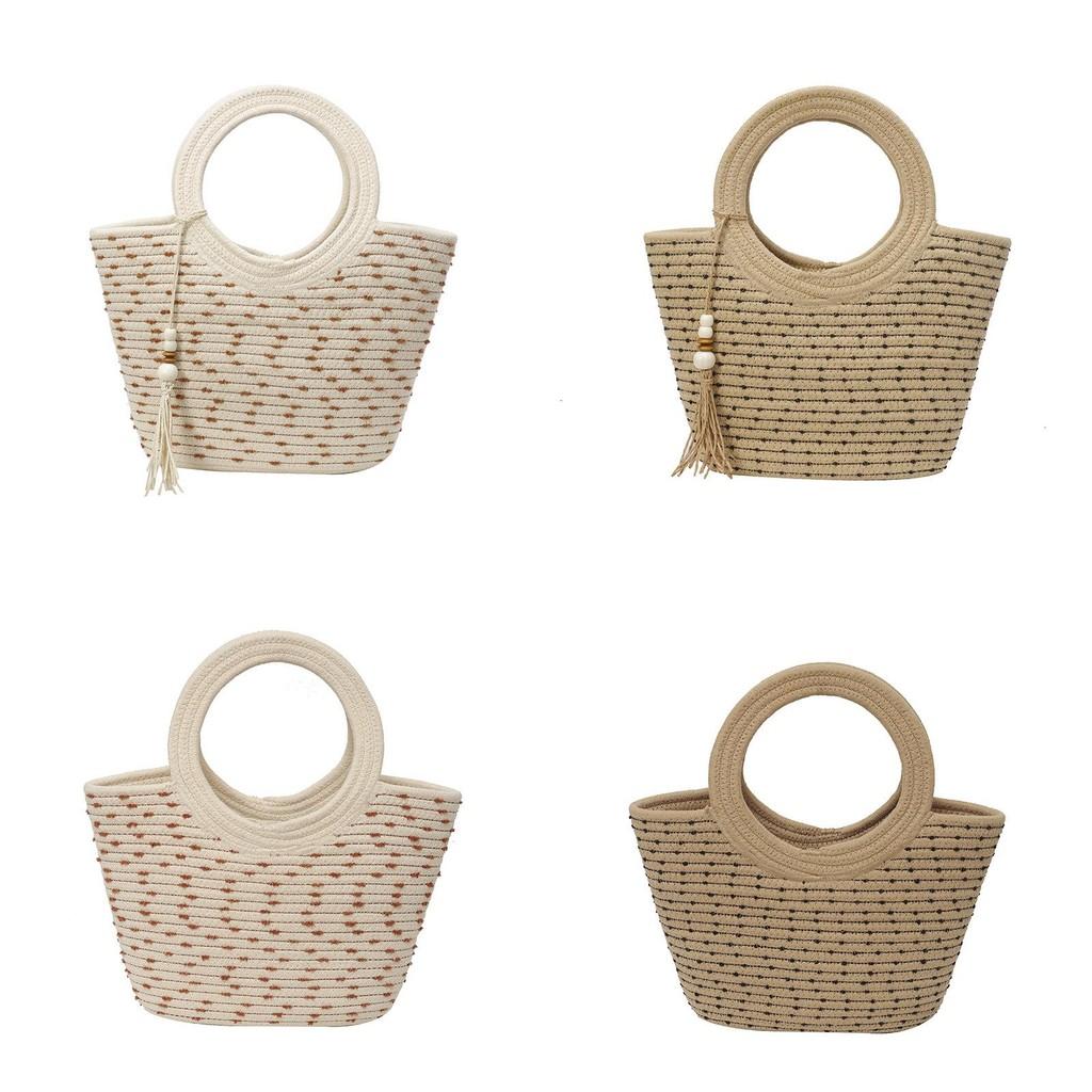 Grass Weaving Bag Summer Fashion Casual Straw Craft Large Capacity For Daily Use