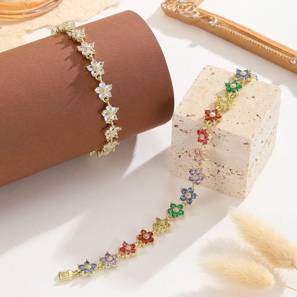 Light Luxury Colorful Zircon Bangle Sparkling Dopamine Wrist Jewelry Evening Dinner