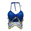 Shiny Latin Dance Top Halter Neck Stage Performance Top Sequins Crop Top  For Thailand/India/Arab