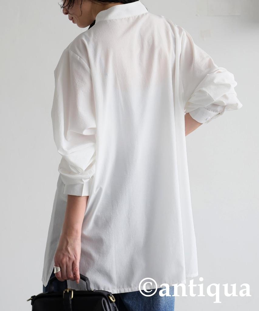 Antiqua Tie Layered Shirt One Size White Women's Blouse, PK-01317, 03,