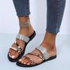 2025 New Summer European & American Women's Flat Open-Toe Solid Color Sandals