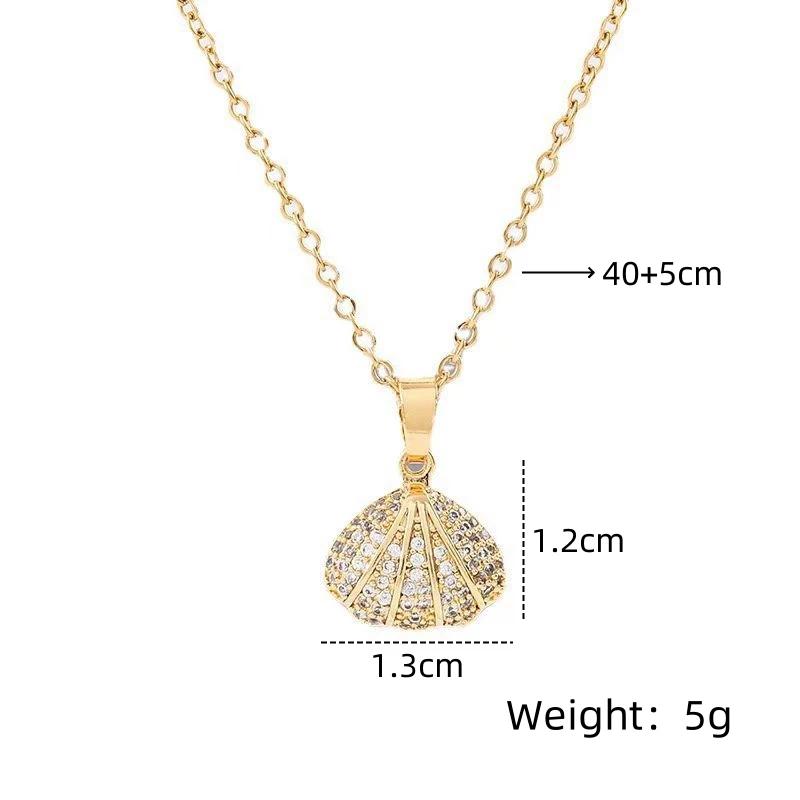 1 Stück Damen Leichter Luxus Stil Accessoires Kleine Muschel Kupfer Mikro Zirkonia Anhänger Halskette Nische Minimalistische Accessoires