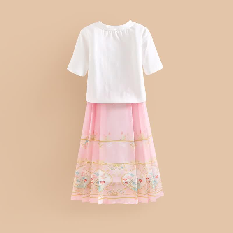 Little Tiger Patty Girls' Summer T-shirt & Pearl Skirt Set